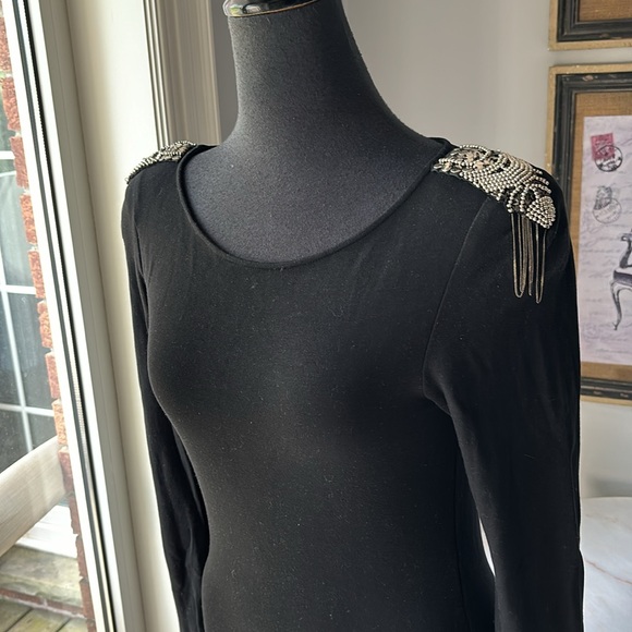 TEENFLO BLACK DRESS WITH EPAULET BEADING TRIM - Picture 5 of 15